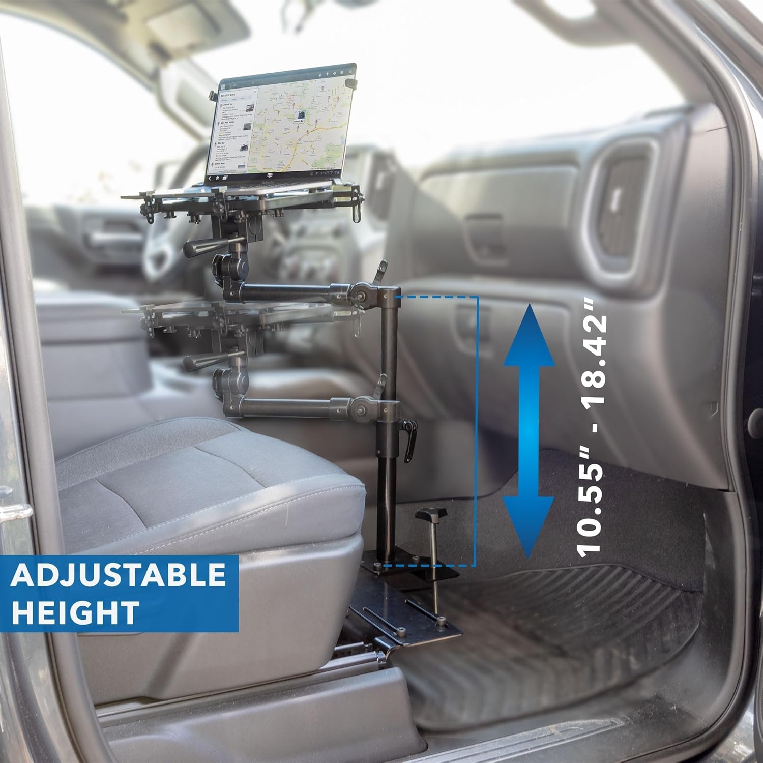 image:imageMountIt Car Laptop Mount NoDrill Passenger Seat Laptop Stand with Cooling Tray for Up to 17 Laptops amp Tablets Adjustable Full Motion Vehicle Laptop Mount