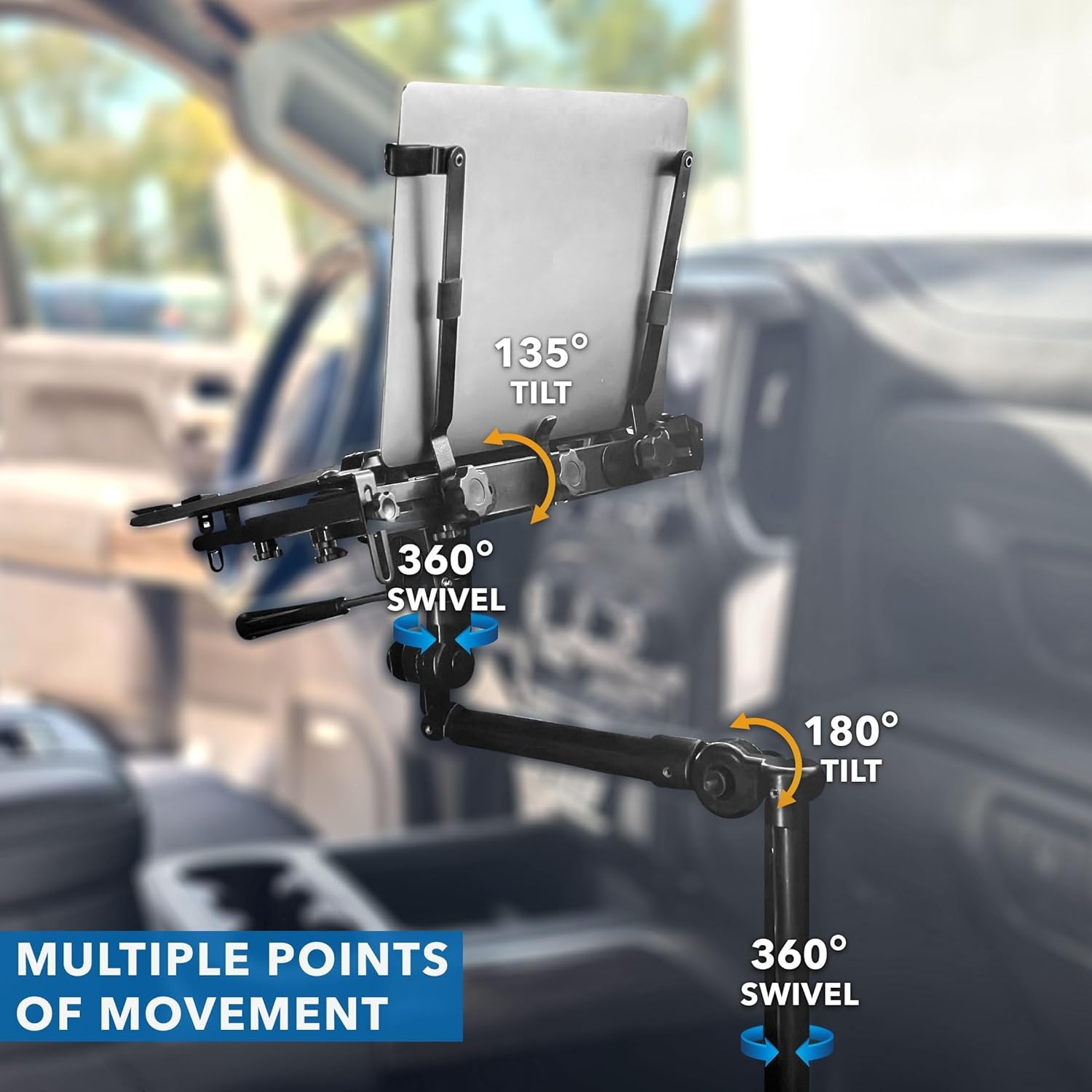 image:imageMountIt Car Laptop Mount NoDrill Passenger Seat Laptop Stand with Cooling Tray for Up to 17 Laptops amp Tablets Adjustable Full Motion Vehicle Laptop Mount