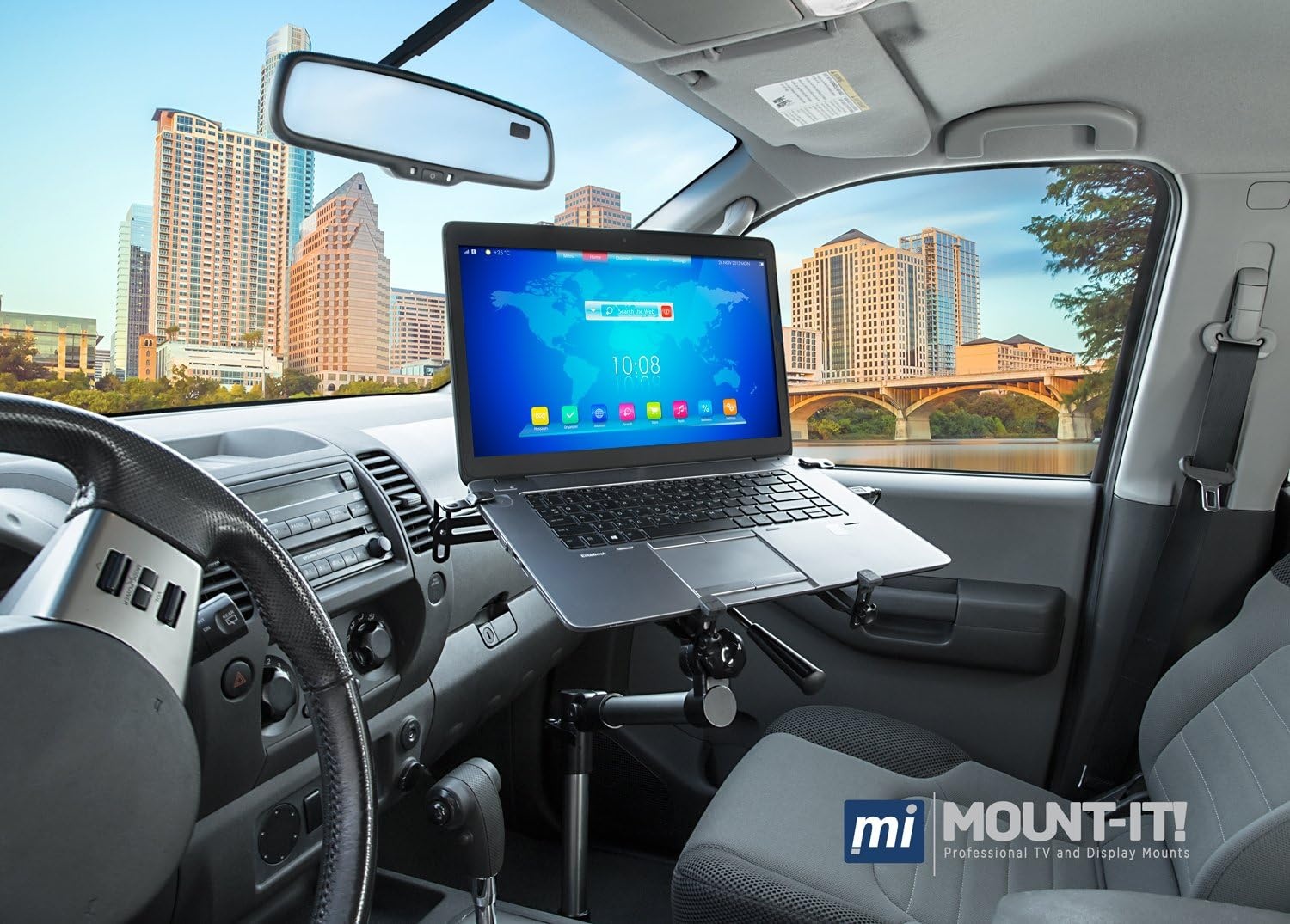 image:imageMountIt Car Laptop Mount with Vented Cooling Fan Adjustable Vehicle Laptop Stand for 12154 Inch Laptops up to 9 lbs Full Motion Holder for Cars amp Trucks