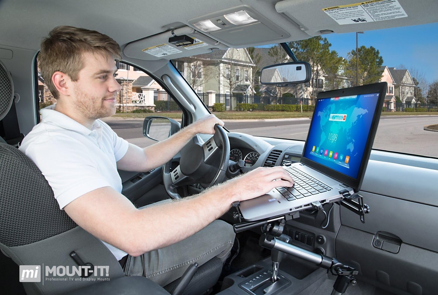 image:imageMountIt Car Laptop Mount with Vented Cooling Fan Adjustable Vehicle Laptop Stand for 12154 Inch Laptops up to 9 lbs Full Motion Holder for Cars amp Trucks