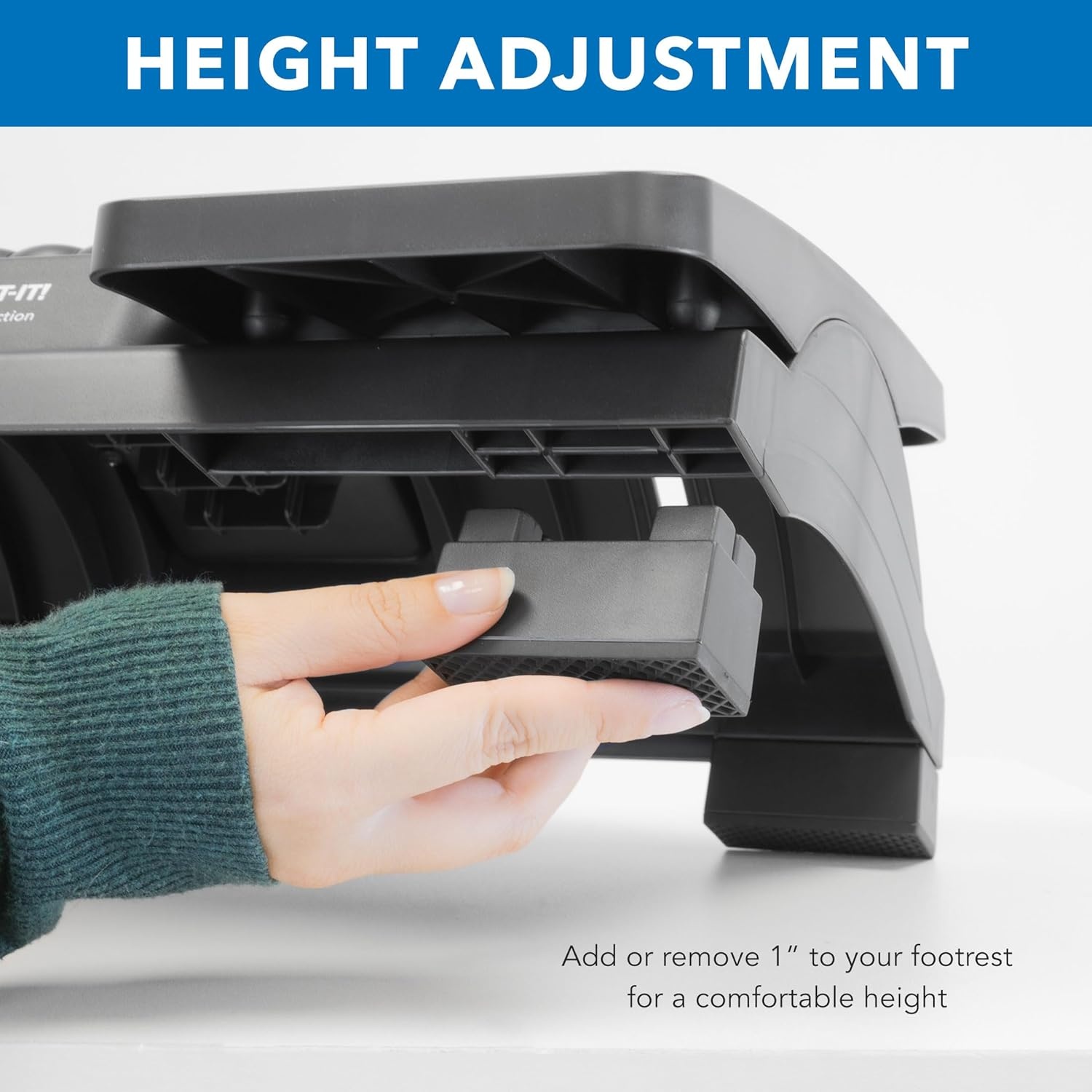 image:imageMountIt Ergonomic Footrest Tilt Adjustable Individual Platforms Height Adjustable Foot Rest with Massage Surface Under Desk Foot Stool for Office Leg Support and Improved Posture Black
