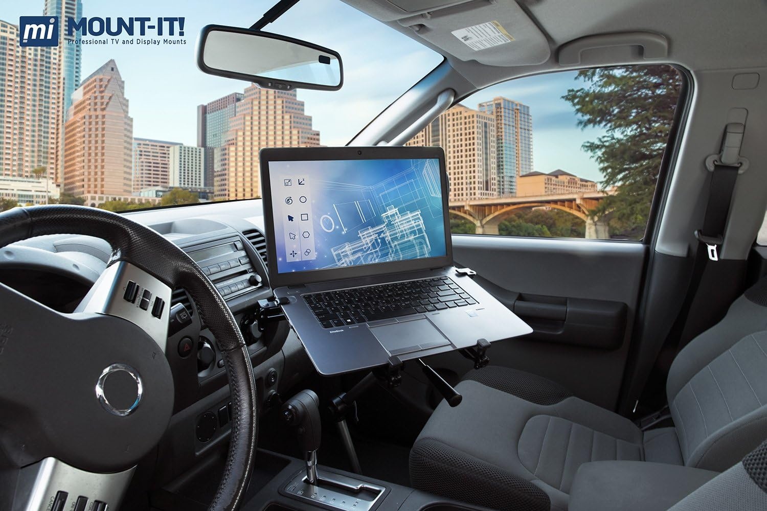 image:imageMountIt Laptop Vehicle Mount NoDrill Computer Seat Mount Full Motion Adjustable Design for Auto Truck Car Van Use