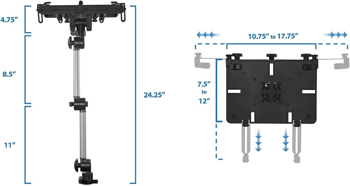 image:imageMountIt Laptop Vehicle Mount NoDrill Computer Seat Mount Full Motion Adjustable Design for Auto Truck Car Van Use