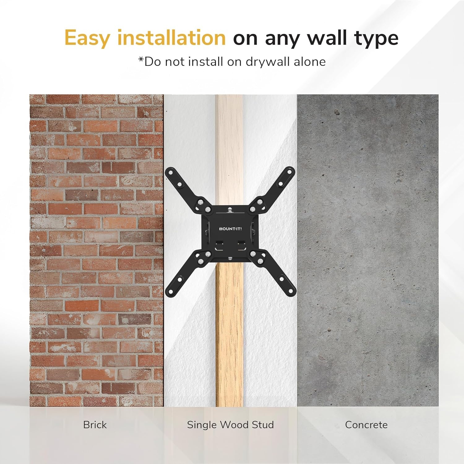 image:imageMountIt Tilt TV Wall Mount Low Profile 18 Fits 2443 TVs amp Monitors up to 33 lbs VESA 75x75200x200 515 Tilt Single Stud Tilting TV Wall Mount for Bedroom Kitchen amp Office