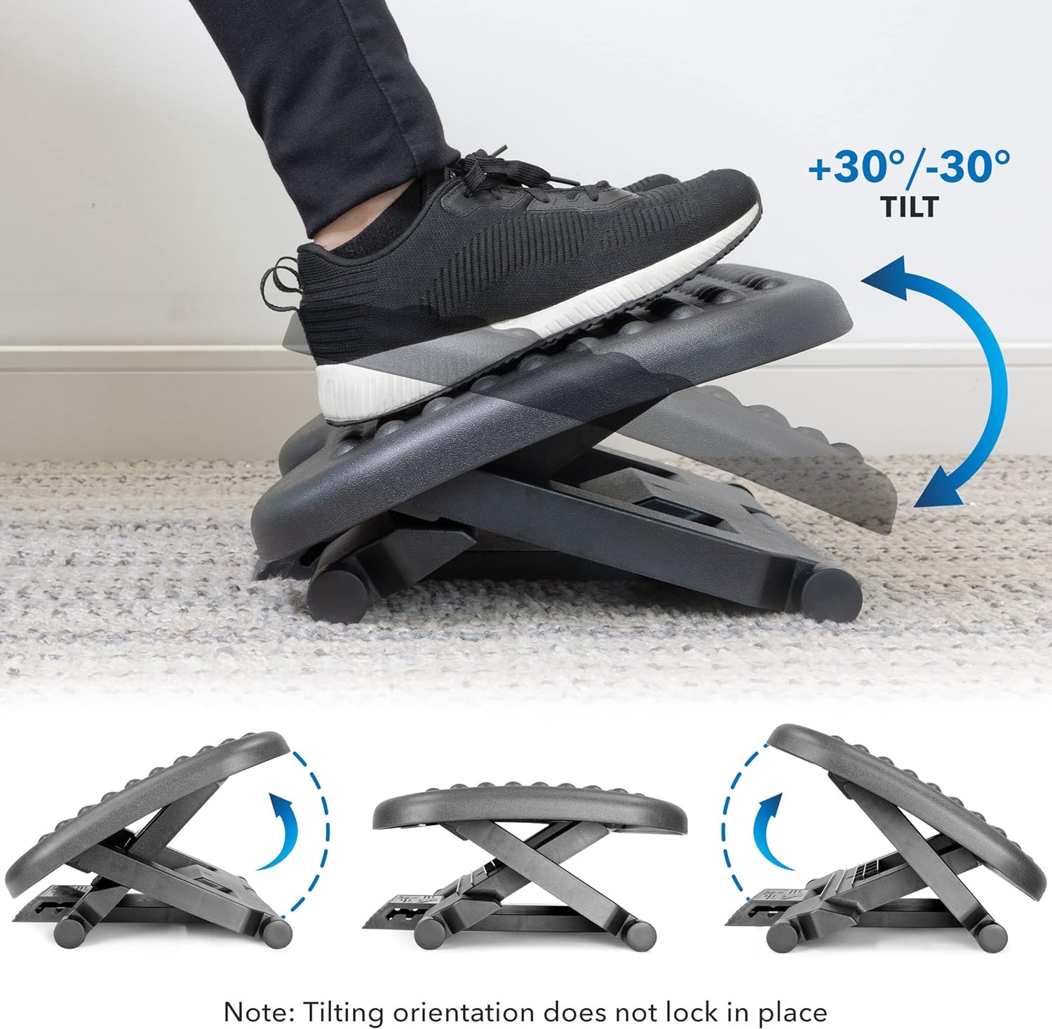 image:imageMountIt Under Desk Footrest with Foot Pedal Height Adjustment 425675 Adjustable 30 Tilt Ergonomic Office Foot Rest Non Slip Massage Surface Foot Stool Under Desk