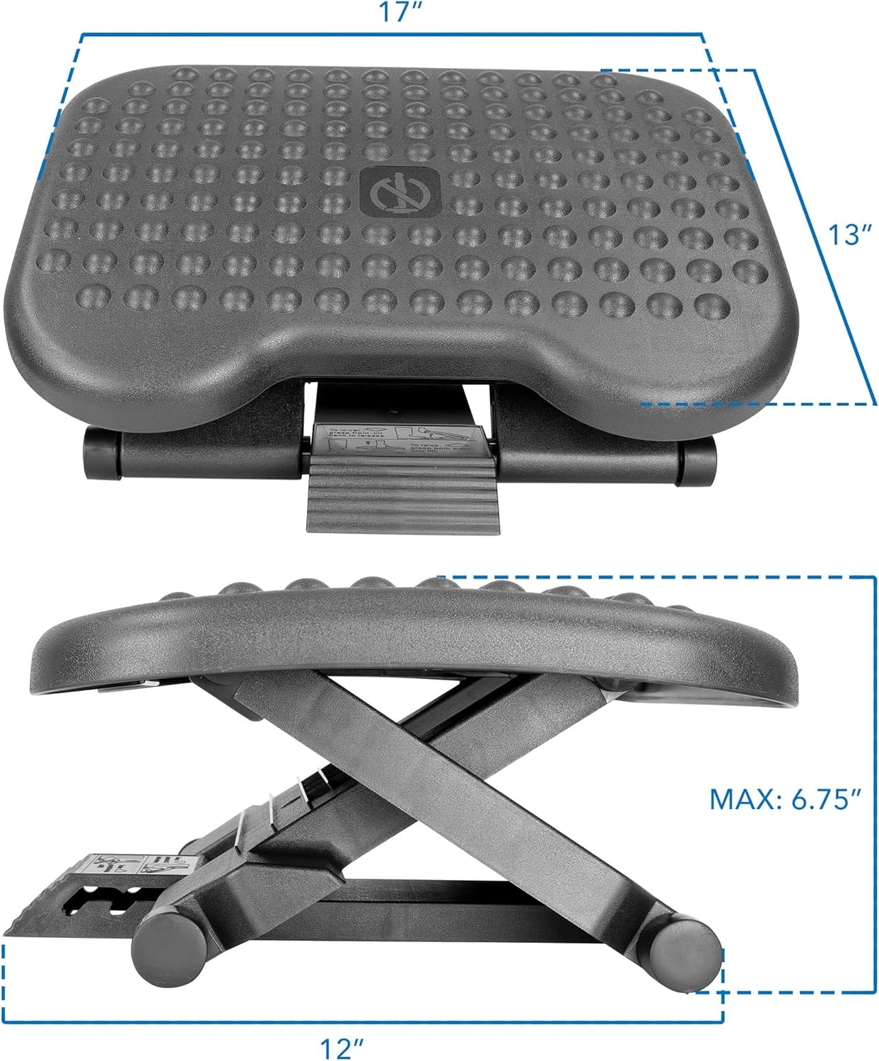 image:imageMountIt Under Desk Footrest with Foot Pedal Height Adjustment 425675 Adjustable 30 Tilt Ergonomic Office Foot Rest Non Slip Massage Surface Foot Stool Under Desk