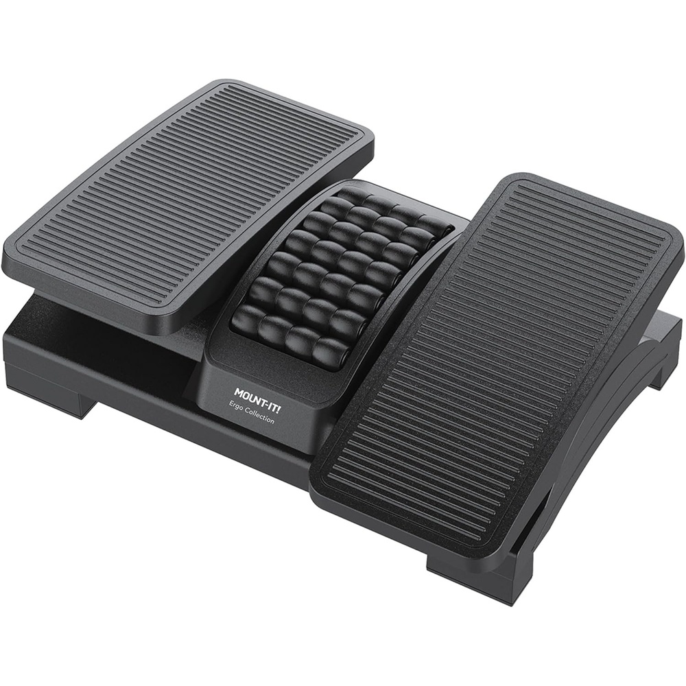 image:imageMountIt Ergonomic Footrest Tilt Adjustable Individual Platforms Height Adjustable Foot Rest with Massage Surface Under Desk Foot Stool for Office Leg Support and Improved Posture Black