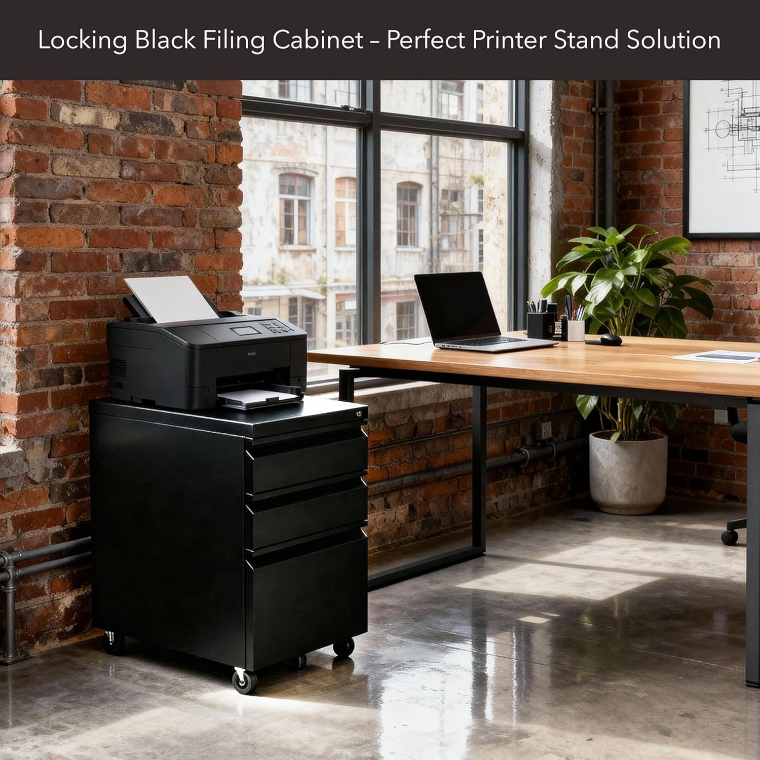 image:imageMountIt 3 Drawer File Cabinet with Lock and Wheels HeavyDuty Steel Rolling Drawer Cabinet Fully Assembled Under Desk Filing Cabinet for Home Office Storage 153 W x 1975 D x 245 H BlackBlack