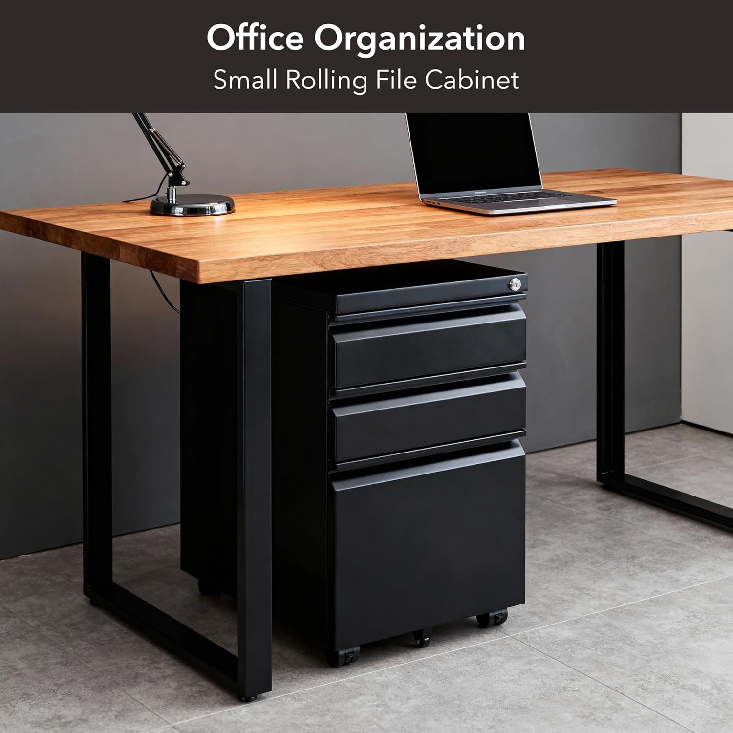 image:imageMountIt 3 Drawer File Cabinet with Lock and Wheels HeavyDuty Steel Rolling Drawer Cabinet Fully Assembled Under Desk Filing Cabinet for Home Office Storage 153 W x 1975 D x 245 H BlackBlack