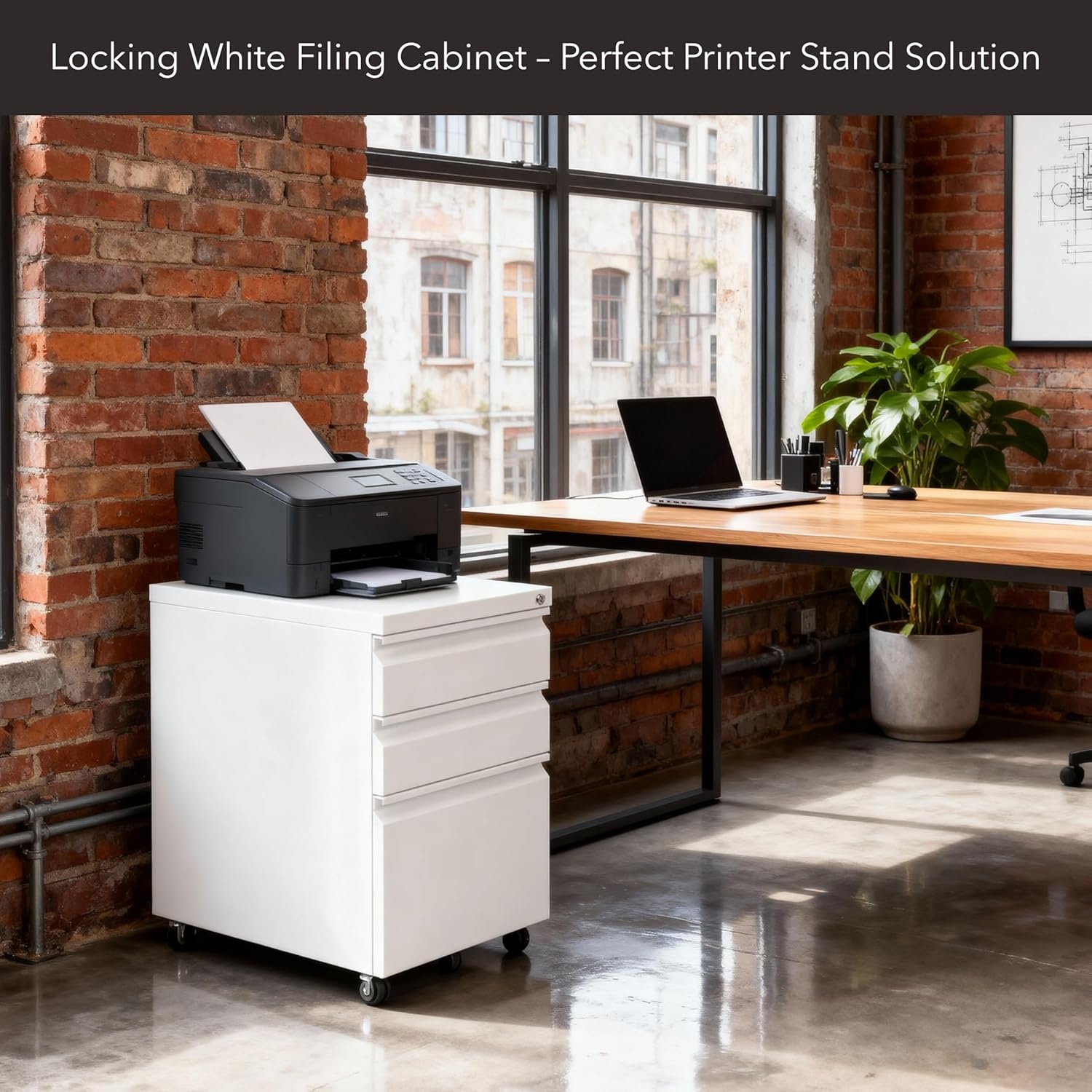 image:imageMountIt 3 Drawer File Cabinet with Lock and Wheels HeavyDuty Steel Rolling Drawer Cabinet Fully Assembled Under Desk Filing Cabinet for Home Office Storage 153 W x 1975 D x 245 H BlackWhite