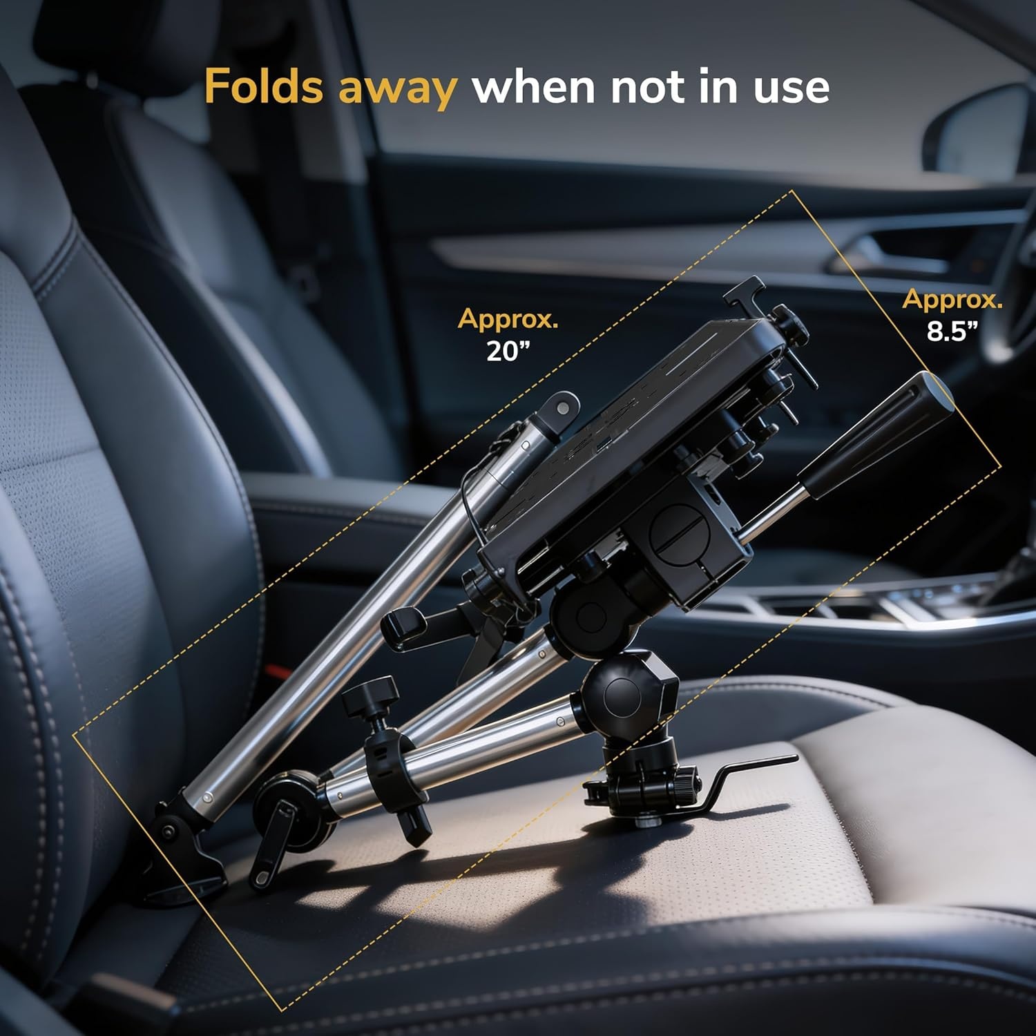 image:imageMountIt Car Laptop Mount NoDrill Passenger Seat Vehicle Stand for Up to 17 Laptops amp Tablets Full Motion with Lockable Joints amp USB Cooling Fan