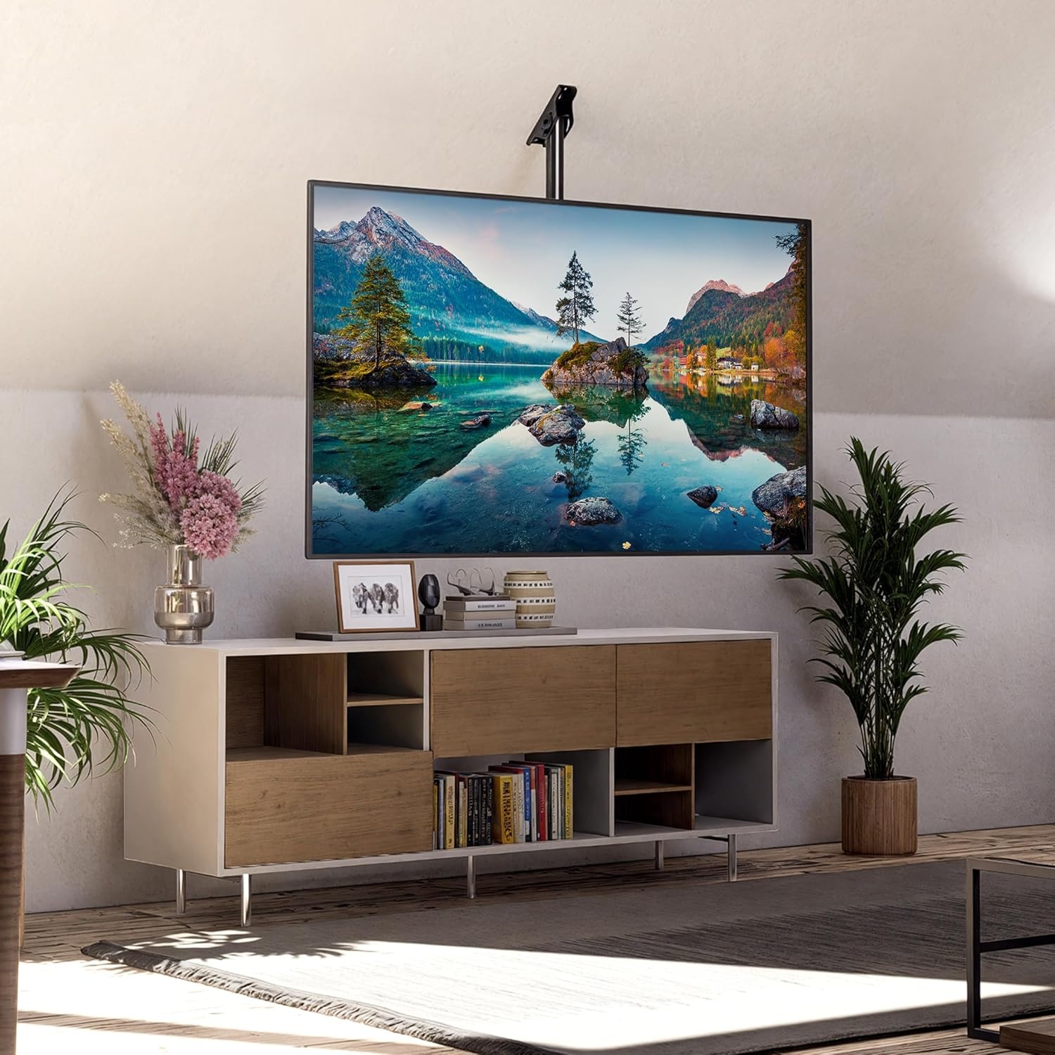 image:imageMountIt Ceiling TV Mount Full Motion 360 Swivel Fits 3265 Inch Screens up to 99 lbs VESA 100x100 to 400x400 Adjustable Height Flat or Vaulted Ceilings MI511
