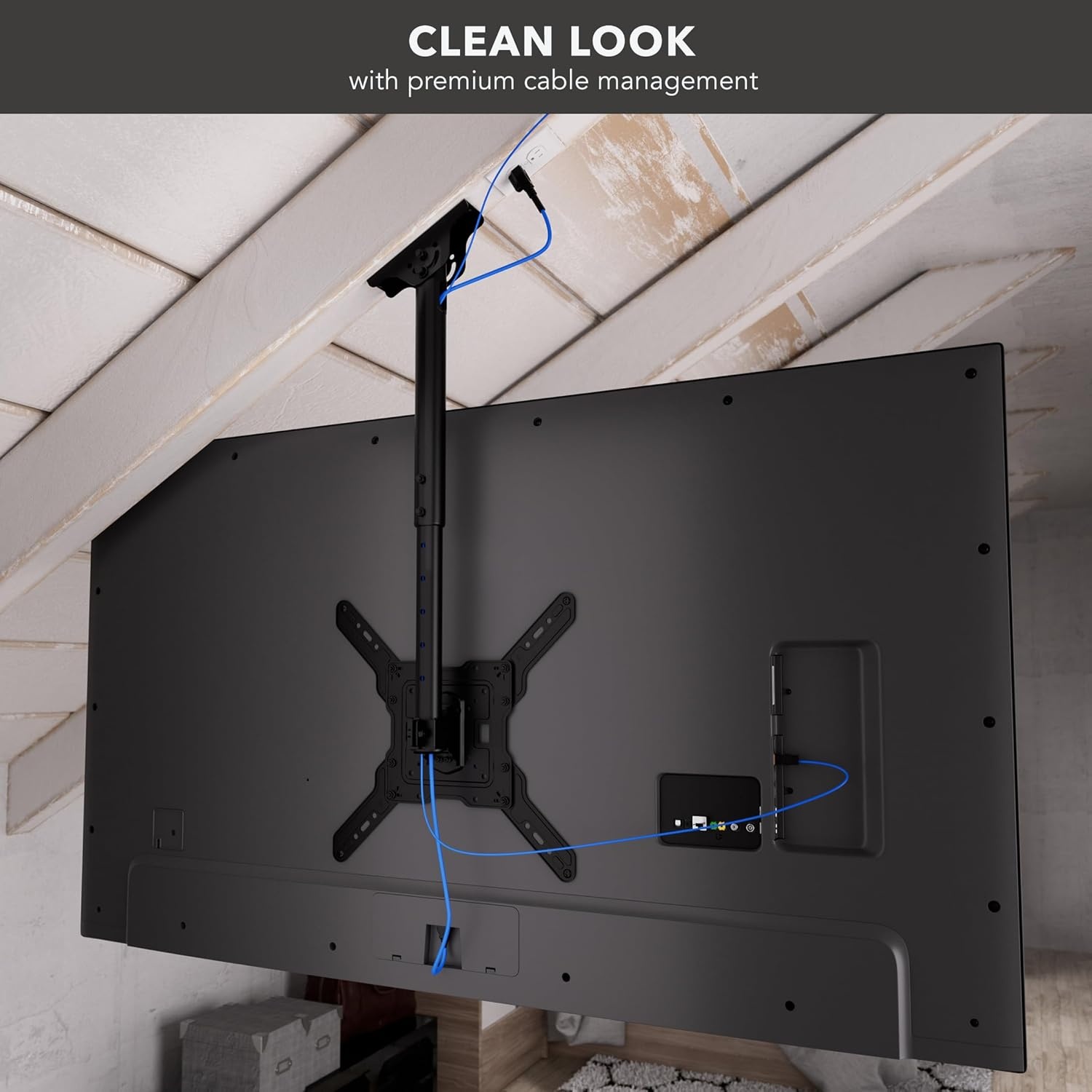 image:imageMountIt Ceiling TV Mount Full Motion 360 Swivel Fits 3265 Inch Screens up to 99 lbs VESA 100x100 to 400x400 Adjustable Height Flat or Vaulted Ceilings MI511