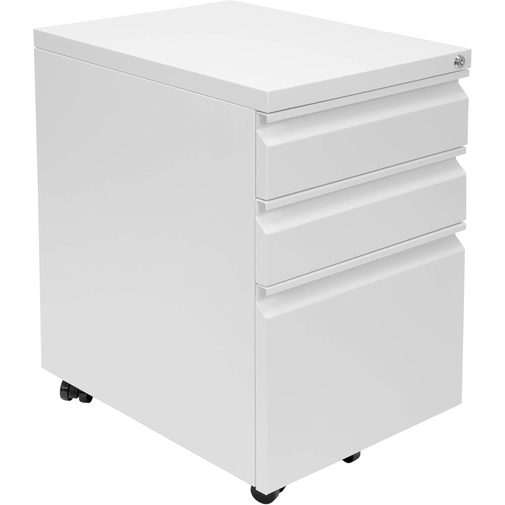 image:imageMountIt 3 Drawer File Cabinet with Lock and Wheels HeavyDuty Steel Rolling Drawer Cabinet Fully Assembled Under Desk Filing Cabinet for Home Office Storage 153 W x 1975 D x 245 H BlackWhite