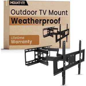 image:imageMountIt Outdoor TV Mount Weatherproof AntiRust AntiCorrosion Outside TV Bracket for Patio Gazebo and Exterior Fits 3780 Heavy Duty Dual Full Motion Arms VESA Up to 600x400mm 110 Lbs Limit