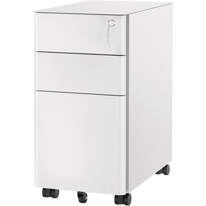image:imageMountIt Slim 3 Drawer Rolling File Cabinet with Lock Mobile Metal Filing Cabinet on Wheels for Under Desk Home amp Office Storage Letter Legal A4 BlackWhite