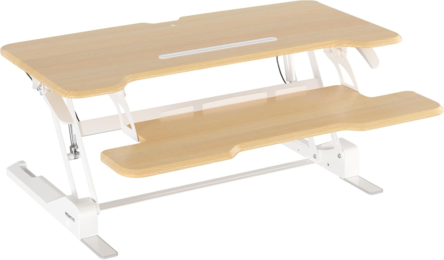 image:imageMountIt 38 Inch Standing Desk Converter Gas Spring Sit Stand Desk Riser for Dual Monitors Height Adjustable Desktop Workstation with Keyboard Tray BlackMaple