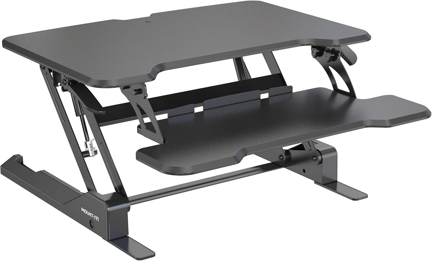 image:imageMountIt 38 Inch Standing Desk Converter Gas Spring Sit Stand Desk Riser for Dual Monitors Height Adjustable Desktop Workstation with Keyboard Tray BlackBlack
