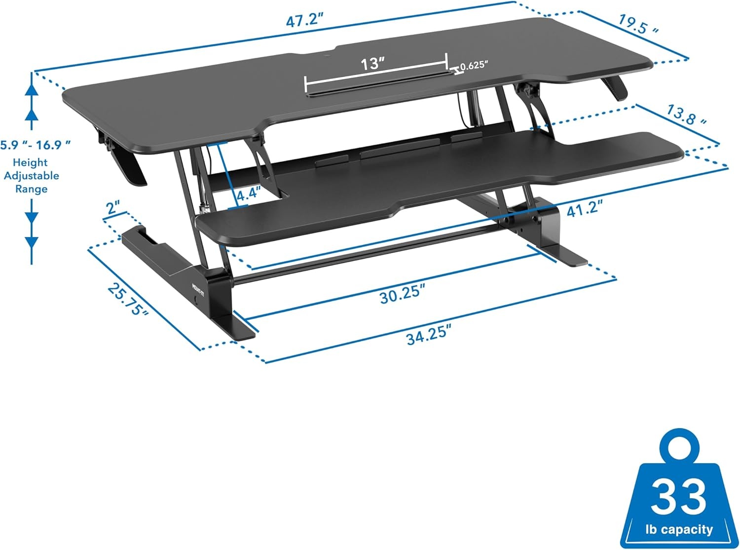 image:imageMountIt 38 Inch Standing Desk Converter Gas Spring Sit Stand Desk Riser for Dual Monitors Height Adjustable Desktop Workstation with Keyboard Tray BlackBlack
