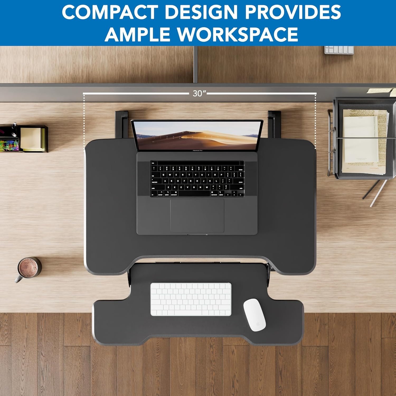 image:imageMountIt 38 Inch Standing Desk Converter Gas Spring Sit Stand Desk Riser for Dual Monitors Height Adjustable Desktop Workstation with Keyboard Tray BlackBlack