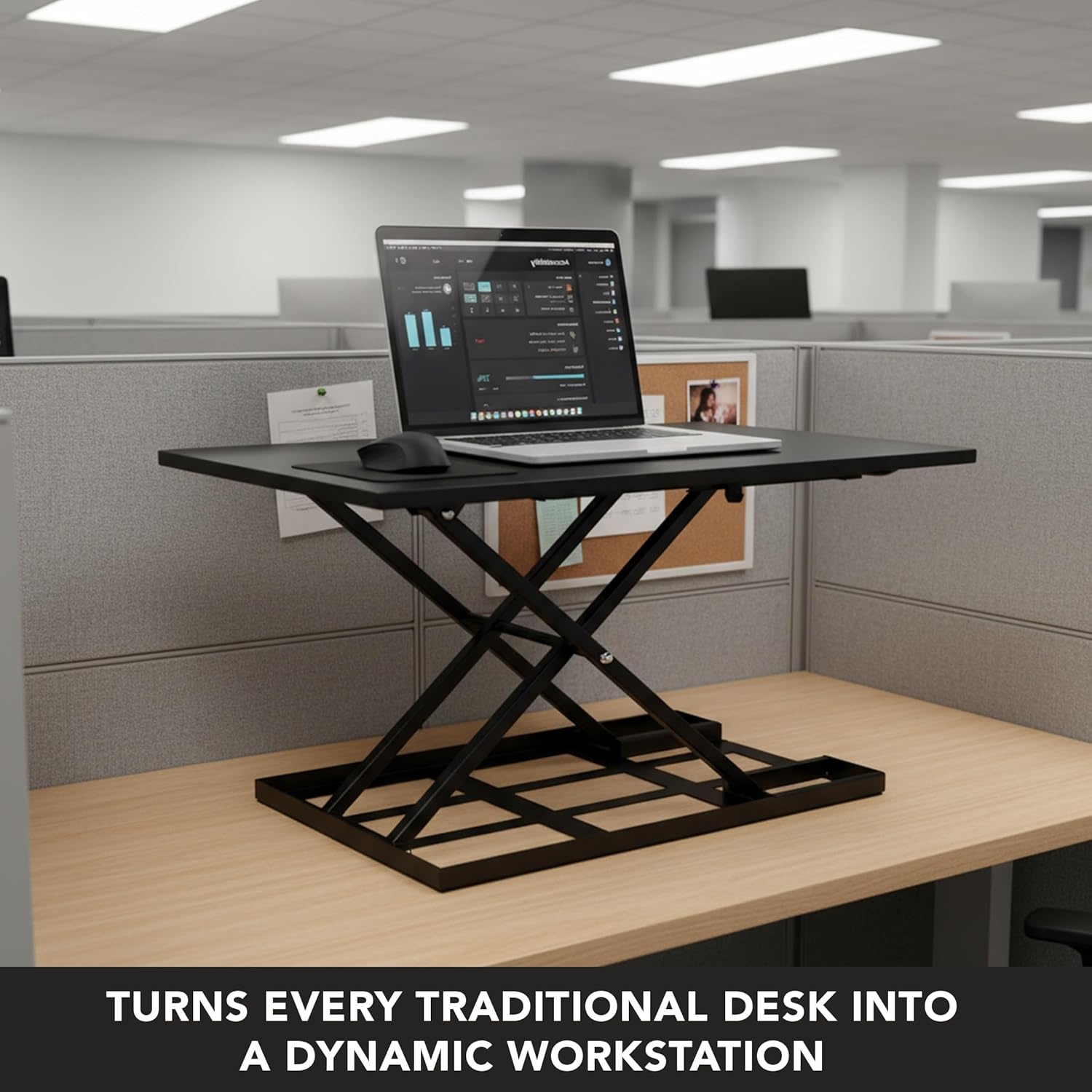 image:imageMountIt Standing Desk Converter 32 x 22 Sit Stand Desk Riser with Gas Spring Lift Slim 25 Low Profile Height Adjustable Desktop Workstation Preassembled SitStand Solution for Home amp OfficeBlack