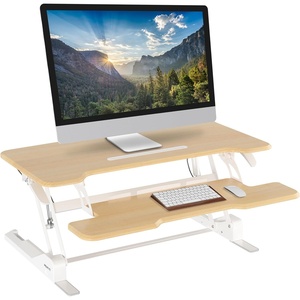image:imageMountIt 38 Inch Standing Desk Converter  Gas Spring Sit Stand Desk Riser for Dual Monitors  Height Adjustable Desktop Workstation with Keyboard Tray  BlackMaple