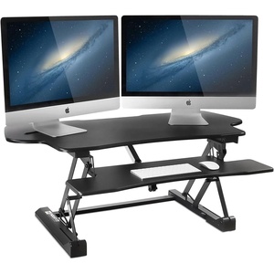 image:imageMountIt 485 Electric Standing Desk Converter for Dual Monitors Motorized Sit Stand Electric Desk Riser with USB Port amp Device Slot Keyboard Tray Adjustable Height Ergonomic Workstation Black
