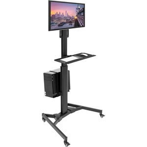 image:imageMountIt Dual Monitor Computer Cart  Mobile Standing Desk with Wheels Rolling Workstation with Keyboard Tray CPU Holder and Adjustable Screen Mount for Office Medical or Warehouse1 Monitor