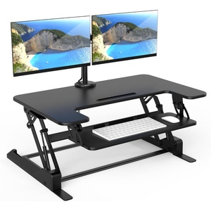 image:imageMountIt Standing Desk Converter Dual Monitor 2 Screen Mounts Included Height Adjustable Desk Riser in Black Stand Up Desk Convertor Large 36 Wide Sit Stand Convertor with Manual Lift Gas Spring