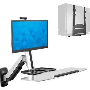 image:imageMountIt Wall Mounted SitStand Single Monitor Workstation with Gas Spring Arm Keyboard Tray amp CPU Holder 199 Height Adjustment 41 Extension VESA 75x75 100x100 MI7905