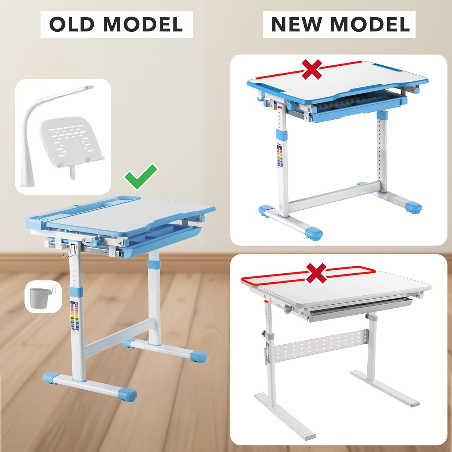 image:imageMountIt Accessory Kit for Height AdjustableKidsDesk Includes LEDLamp Book Holder Shelf and Pencil HolderCup GreyBlue