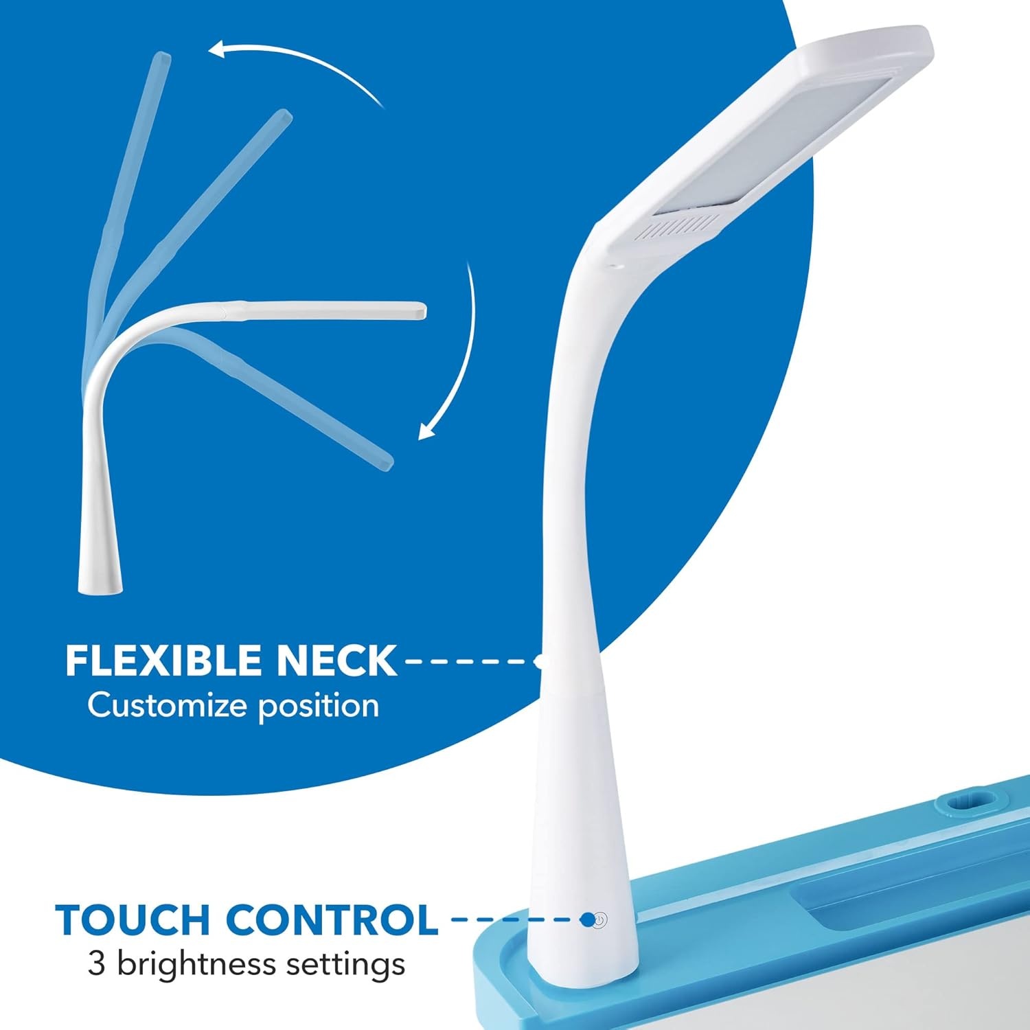 image:imageMountIt Accessory Kit for Height AdjustableKidsDesk Includes LEDLamp Book Holder Shelf and Pencil HolderCup GreyBlue