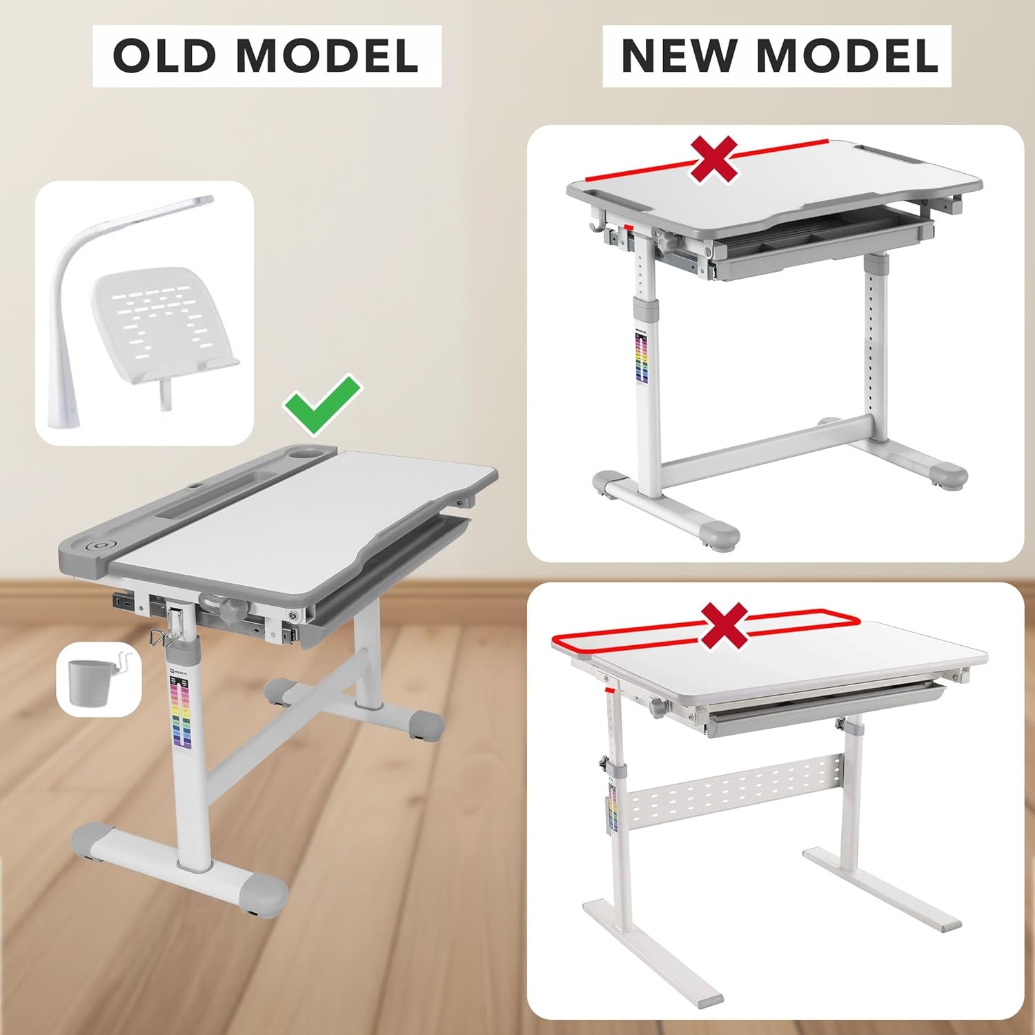 image:imageMountIt Accessory Kit for Height AdjustableKidsDesk Includes LEDLamp Book Holder Shelf and Pencil HolderCup GreyGray