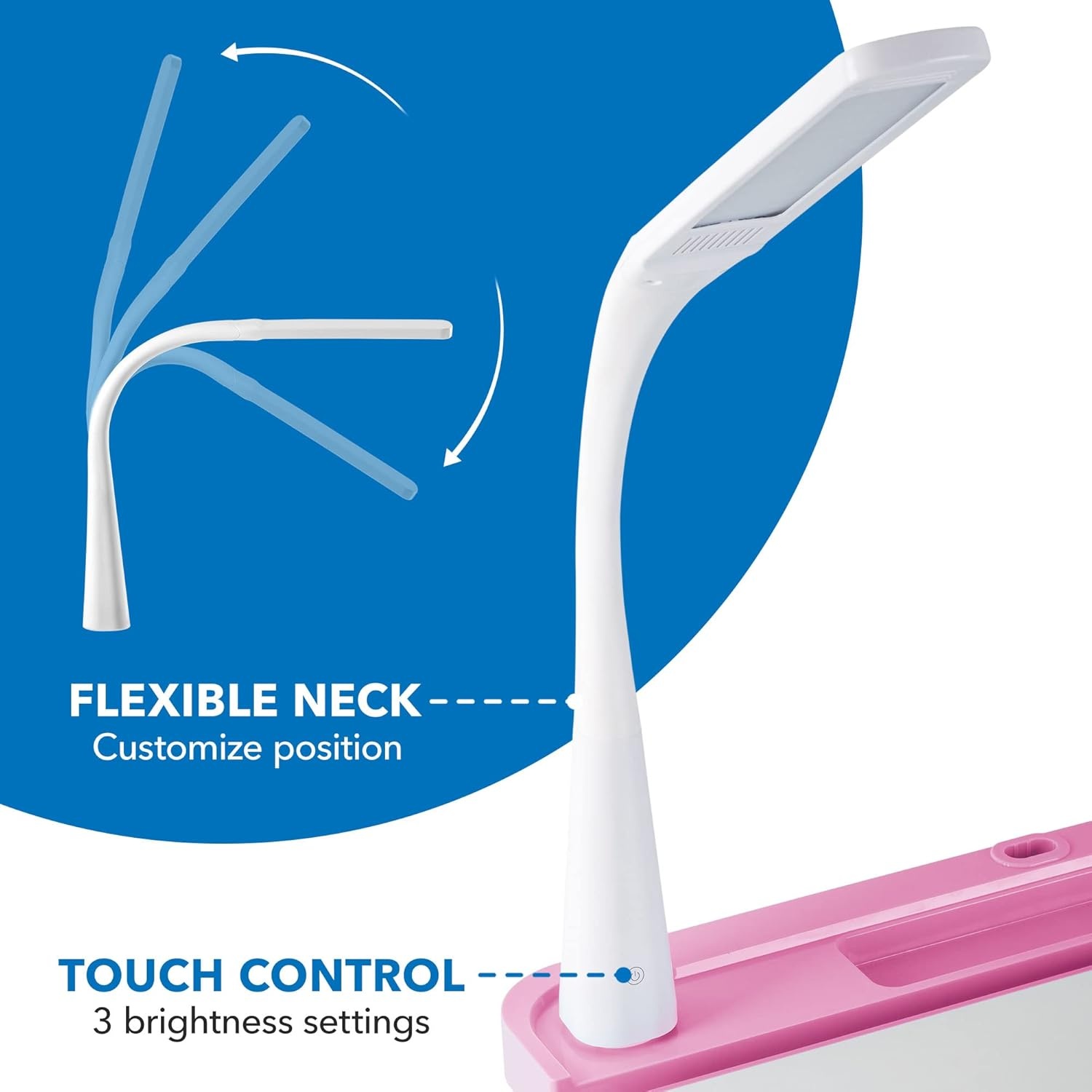 image:imageMountIt Accessory Kit for Height AdjustableKidsDesk Includes LEDLamp Book Holder Shelf and Pencil HolderCup GreyPink