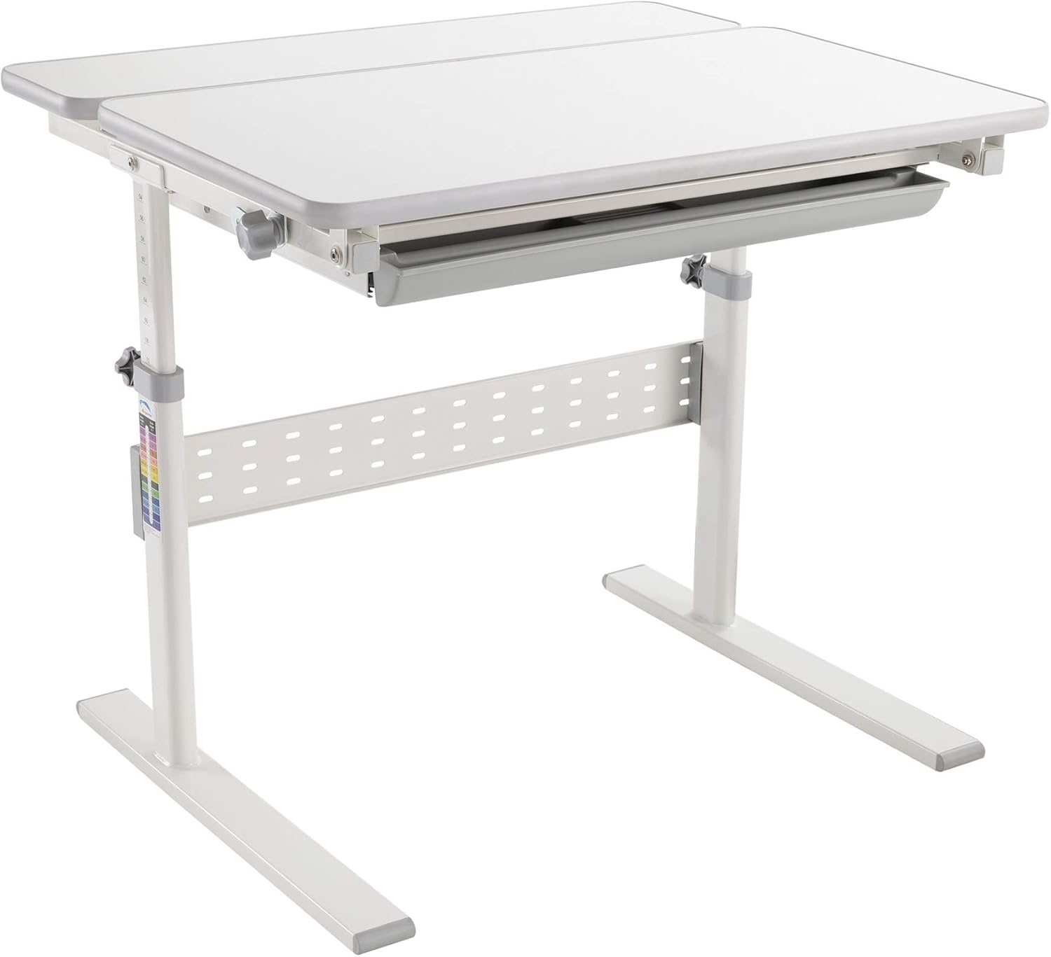 image:imageMountIt Kids Adjustable Desk with Tilting Desktop Height Adjustable Study Table with Storage Drawer Ergonomic Desk for Writing Drawing amp Homework 315 x 26 Desktop Size Gray