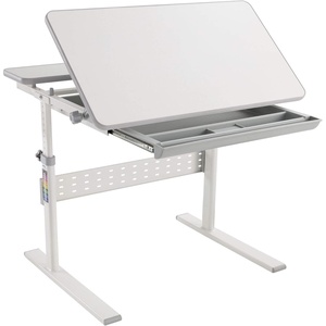 image:imageMountIt Kids Adjustable Desk with Tilting Desktop Height Adjustable Study Table with Storage Drawer Ergonomic Desk for Writing Drawing amp Homework 315 x 26 Desktop Size Gray
