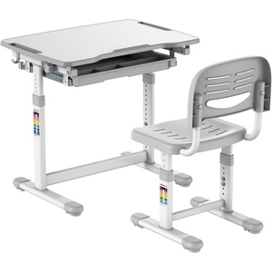 image:imageMountIt Kids Desk and Chair Set Height Adjustable Sturdy Girl Desk Child Study Desk and Chair Set for Boys Table for Art Home School Drafting Ergonomic with Storage Drawer PinkGrey