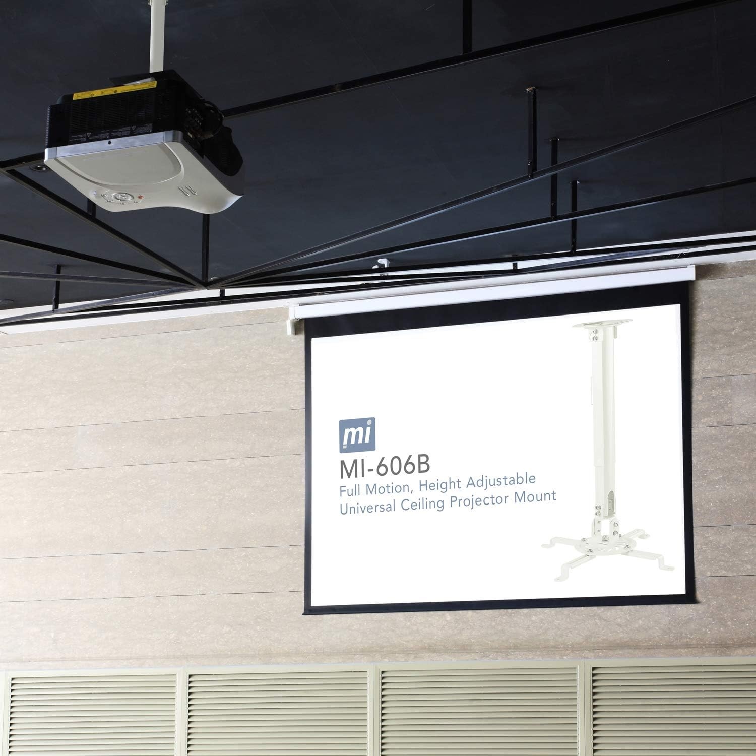 image:imageMOUNTIT Low Profile Projector Ceiling Mount 30 lbs Capacity Universal Bracket 360 Full Motion Rotation with 30 Degree Tilt and Roll 6 Inches High White ShortMedium