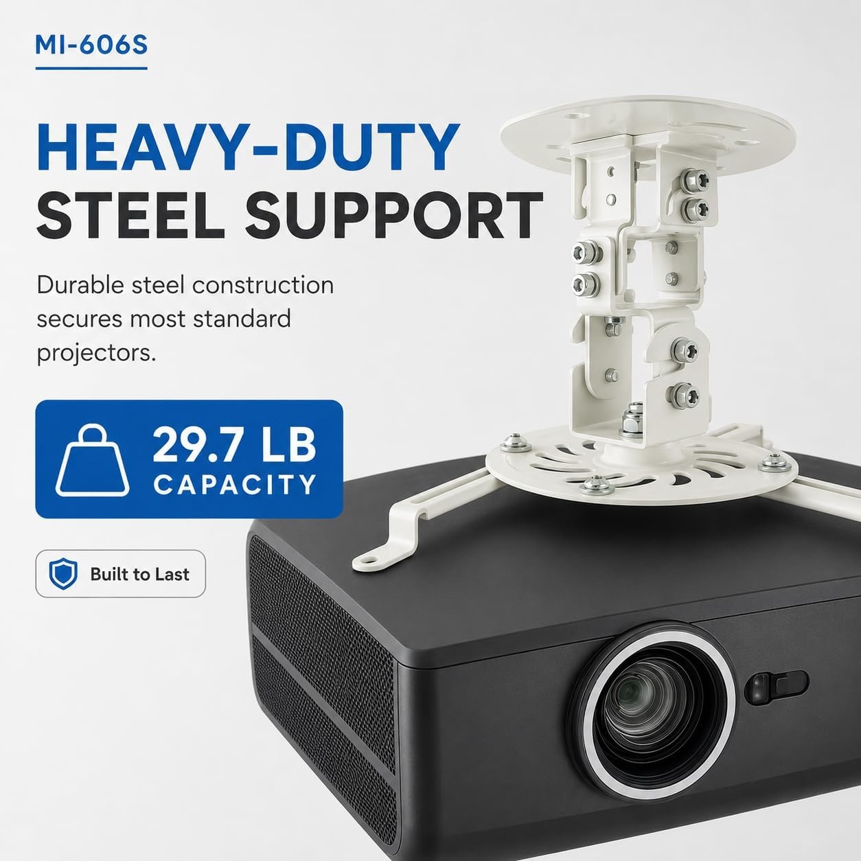 image:imageMOUNTIT Low Profile Projector Ceiling Mount 30 lbs Capacity Universal Bracket 360 Full Motion Rotation with 30 Degree Tilt and Roll 6 Inches High White ShortShort