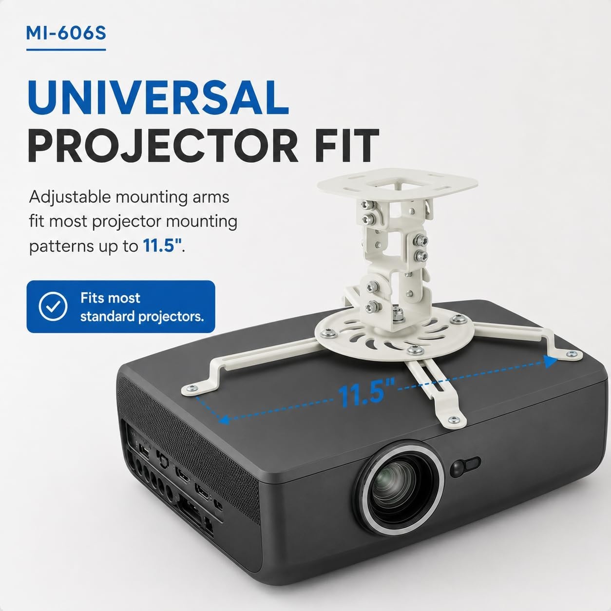 image:imageMOUNTIT Low Profile Projector Ceiling Mount 30 lbs Capacity Universal Bracket 360 Full Motion Rotation with 30 Degree Tilt and Roll 6 Inches High White ShortShort