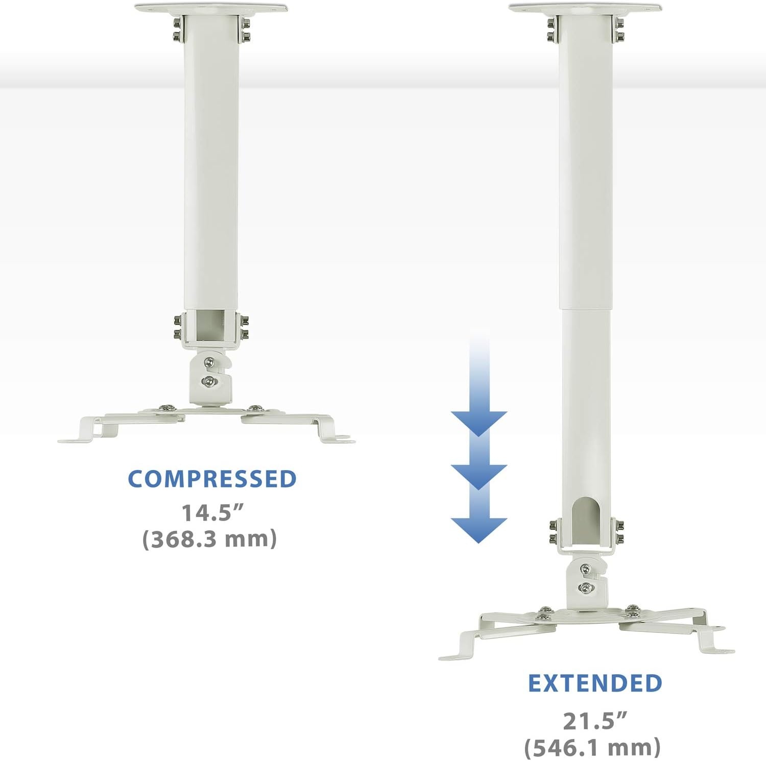 image:imageMOUNTIT Low Profile Projector Ceiling Mount 30 lbs Capacity Universal Bracket 360 Full Motion Rotation with 30 Degree Tilt and Roll 6 Inches High White ShortMedium