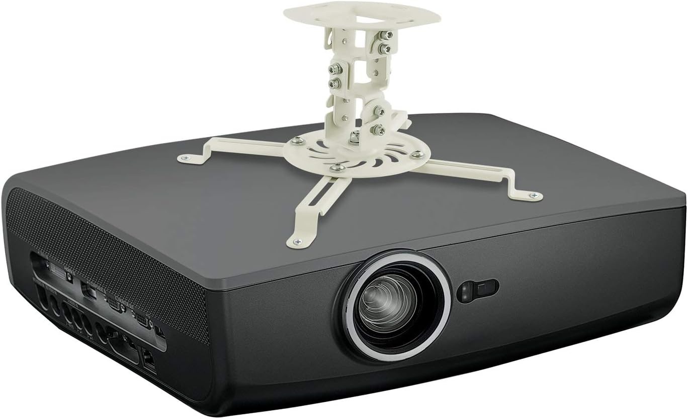 image:imageMOUNTIT Low Profile Projector Ceiling Mount 30 lbs Capacity Universal Bracket 360 Full Motion Rotation with 30 Degree Tilt and Roll 6 Inches High White ShortShort