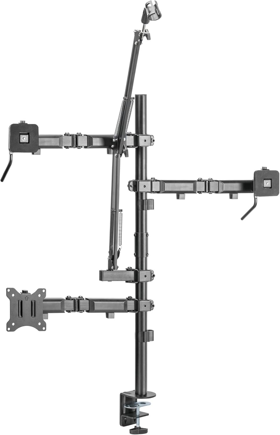 image:imageMountIt AllinOne Streaming Desk Mount 4 Arm Setup for Monitor Camera Ring Light amp Mic Live Stream Equipment for YouTube Podcast Gaming Zoom VESA Compatible ClampGrommet Base4 arm
