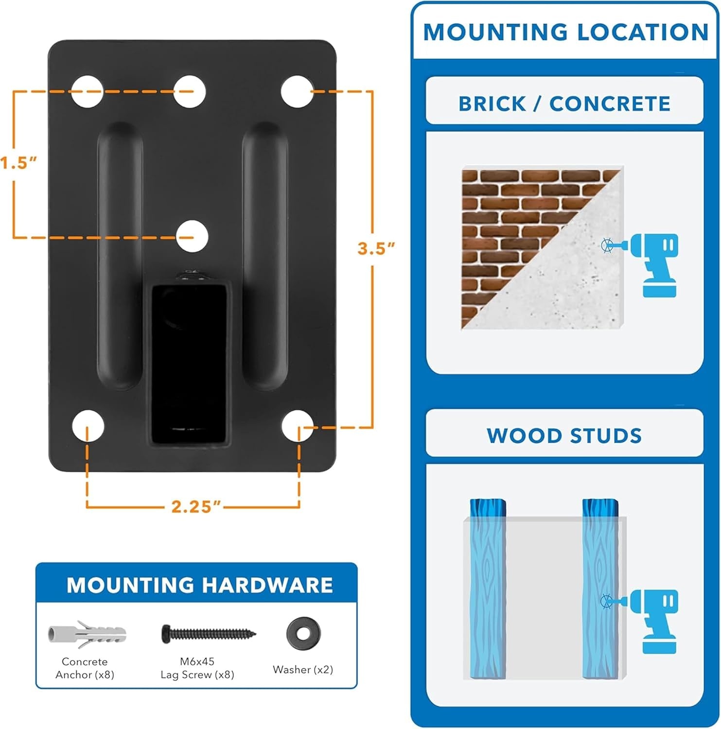 image:imageMountIt Bookshelf Speaker Wall Mount Pair of Universal Side Clamping Speaker Shelf Wall Mounting Brackets for Large or Small Speakers 2 Full Motion Mounts 55 Lbs Capacity Black MISB37