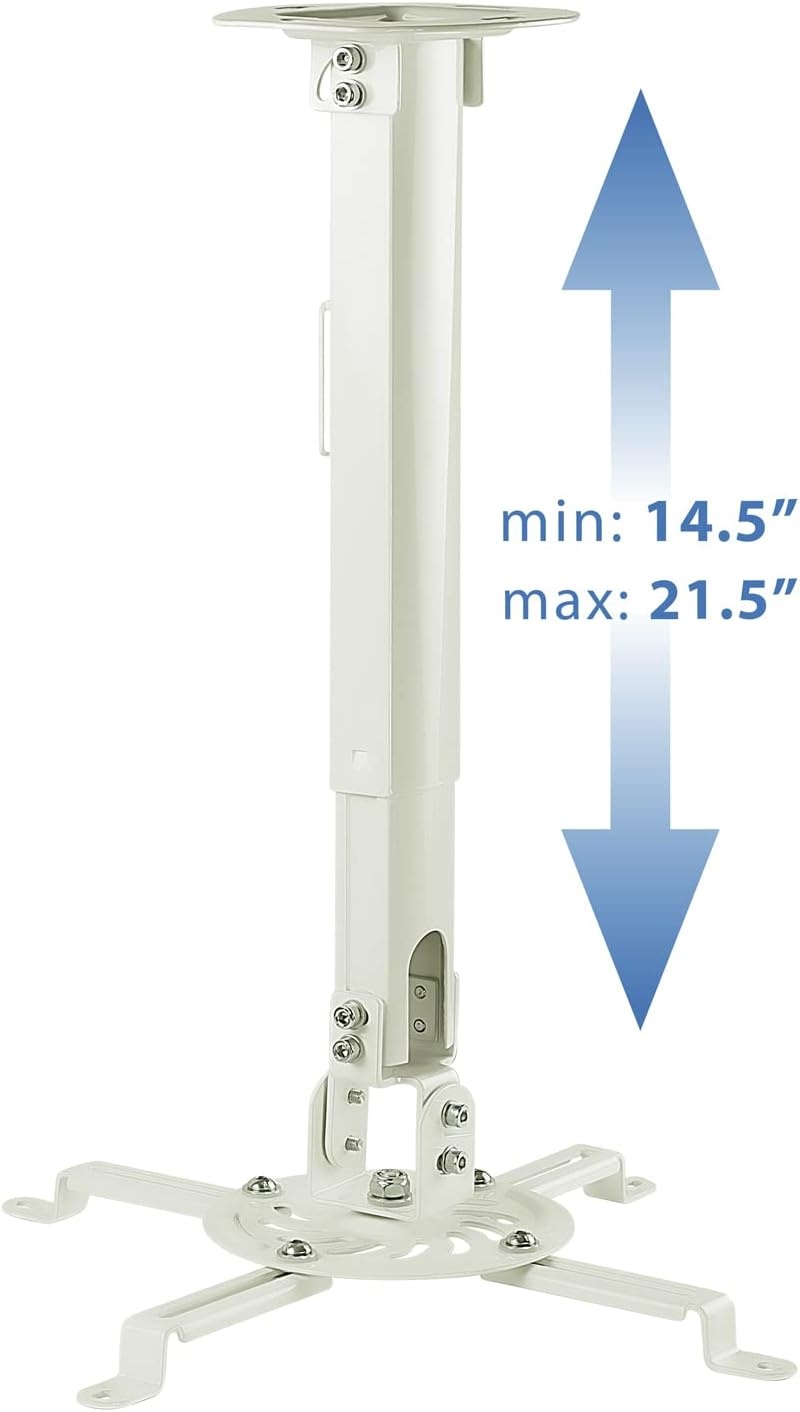 image:imageMountIt Ceiling Projector Mount Full Motion and Height Adjustable from 145215 Inches Universal Bracket Fits Epson Optoma Benq and Viewsonic Projectors 30 Lbs Capacity Medium
