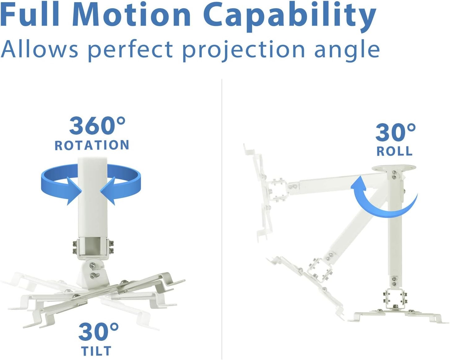 image:imageMountIt Ceiling Projector Mount Full Motion and Height Adjustable from 145215 Inches Universal Bracket Fits Epson Optoma Benq and Viewsonic Projectors 30 Lbs Capacity Medium