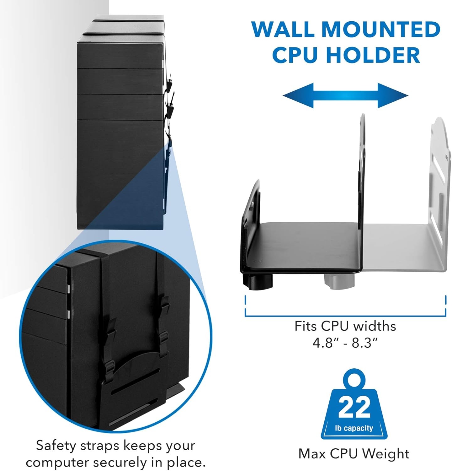 image:imageMountIt Dual Monitor Arm Wall Mount Workstation with Keyboard Tray amp CPU Holder Height Adjustable Gas Spring Full Motion Computer Station Fits 1732 VESA 75x75 100x100 BlackSingle Monitor