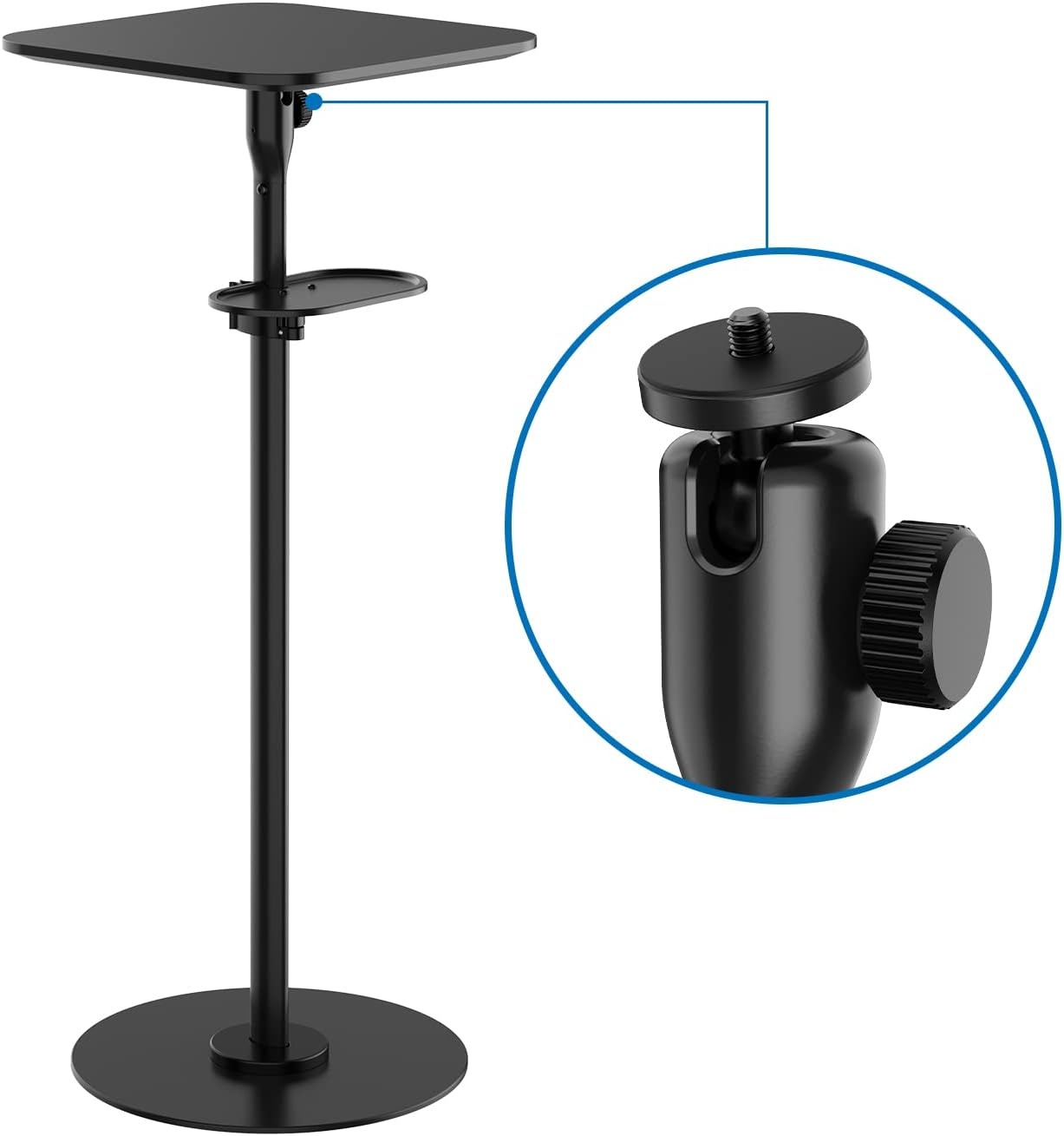 image:imageMountIt Floor Projector Stand 2 Mounting Options 14 Screw and Platform Portable Projector Stand For Mini Projectors Adjustable Height Floor Stand 132 lb load For Home Office Studio DJs