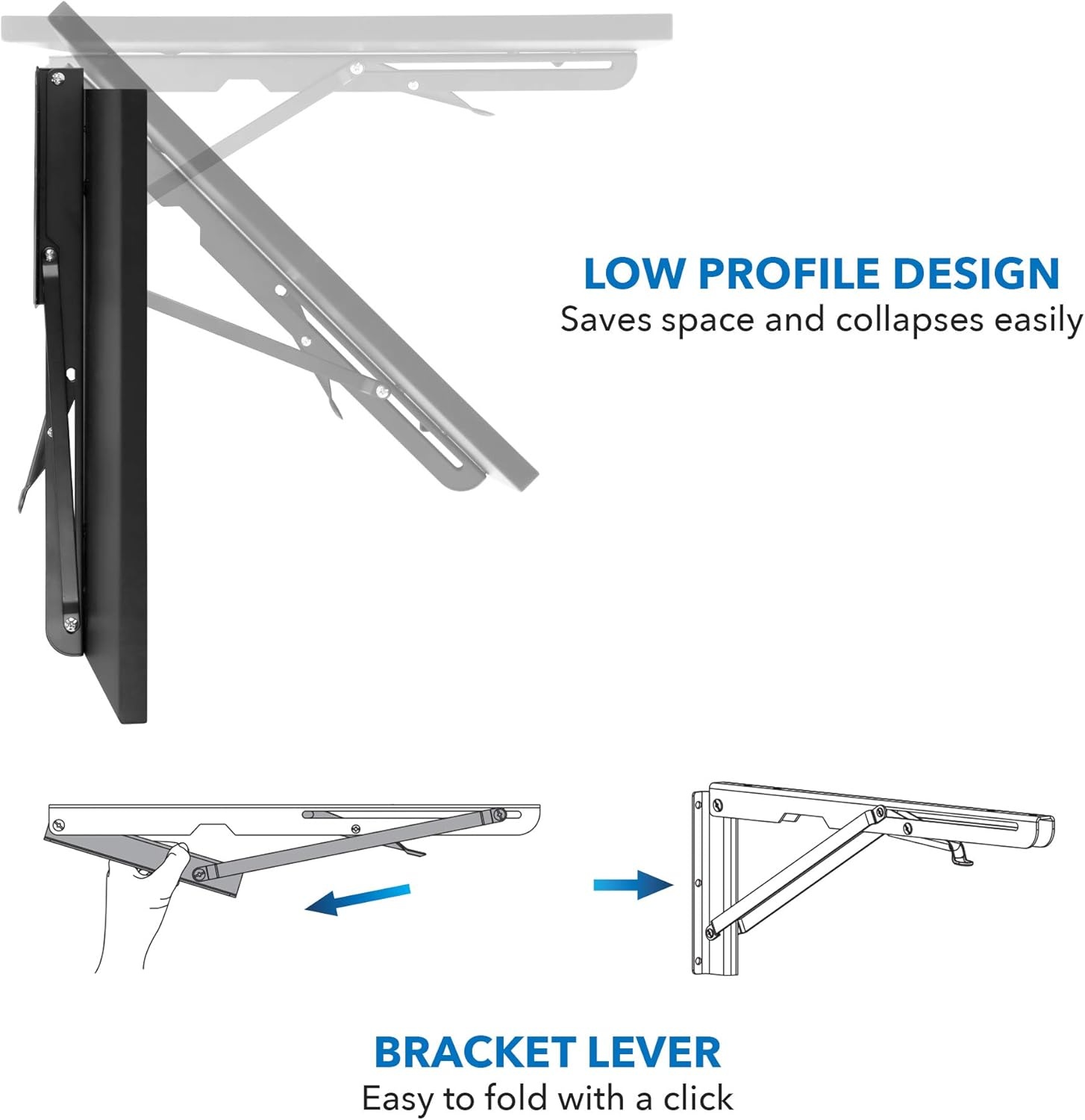 image:imageMountIt Heavy Duty Drop Down Table Wall Mounted Drop Leaf Tables 45x15x7 Inches Collapsible Folding Workbench for Home Office Laundry Room Garage Basement Bar Study or Kitchen BlackBlack
