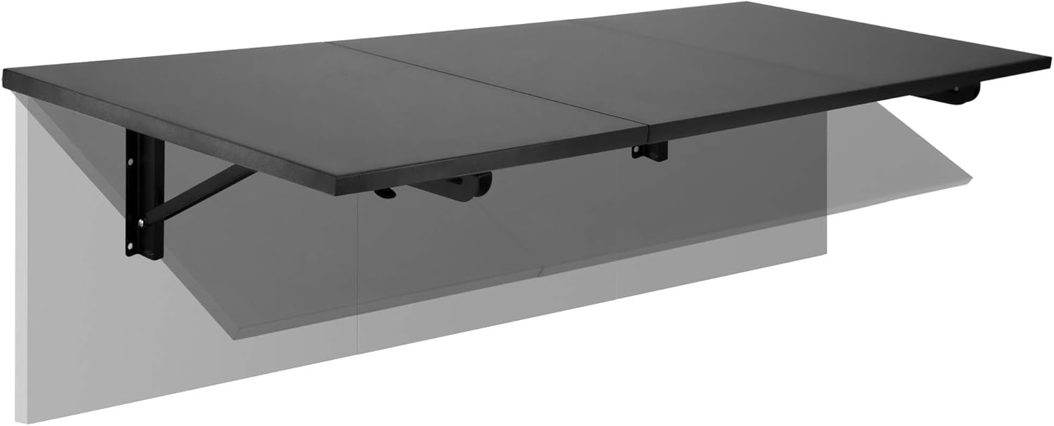 image:imageMountIt Heavy Duty Drop Down Table Wall Mounted Drop Leaf Tables 45x15x7 Inches Collapsible Folding Workbench for Home Office Laundry Room Garage Basement Bar Study or Kitchen BlackBlack